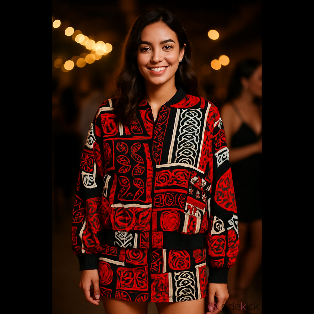 4/$67 Deal! Vintage Tanjay Patterned Bomber Jacket